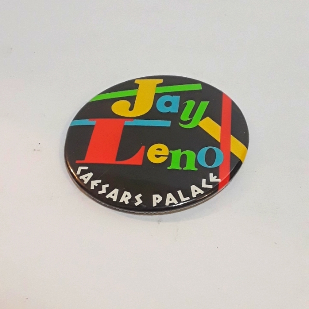 c RARE 1980's JAY LENO 3" CAESARS PALACE PINBACK BUTTON